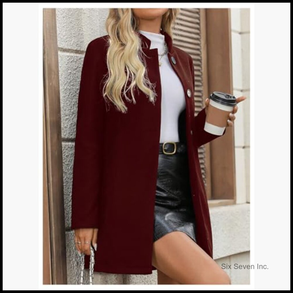 Polyester Blazer with Button Front and Notched Co… - image 2